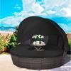 COSTWAY Sonneninsel mit einziehbarem Dach, outdoor, Gatrenlounge Rattan, Kissen, rund Bild 5