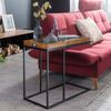 Beistelltisch WL5.667 Sheeshamholz 70 x 65 x 34 cm mit Metallgestell, Design TV-Tray Tabletttisch Wohnzimmer, Kleiner Serviertisch Naturholz, Abstelltisch Holz Metall Tablett Bild 2