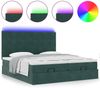 vidaXL Ottoman-Bett mit Matratzen & LEDs Dunkelgrün 200x200 cm Samt 3314630 Bild 5