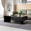 Merax Couchtisch mit Schublade und Glastischplatte, hochglanz mit LED, 105 x 32,5 x 55 cm Bild 2