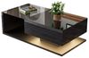 Merax Couchtisch mit Schublade und Glastischplatte, hochglanz mit LED, 105 x 32,5 x 55 cm Bild 4