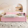 Daybett mit Ausziehbett, USB-Anschluss & Licht, 140x200 cm, Rosa, ohne Matratze Bild 2