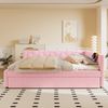 Daybett mit Ausziehbett, USB-Anschluss & Licht, 140x200 cm, Rosa, ohne Matratze Bild 3