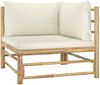 vidaXL 2-tlg. Garten-Lounge-Set mit Cremeweißen Kissen Bambus 3058201 Bild 3
