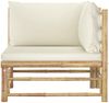 vidaXL 2-tlg. Garten-Lounge-Set mit Cremeweißen Kissen Bambus 3058201 Bild 4