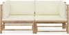 vidaXL 2-tlg. Garten-Lounge-Set mit Cremeweißen Kissen Bambus 3058201 Bild 2
