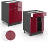 Küchenunterschrank Fame-Line Bordeaux Hochglanz 60 cm mit Schublade, ohne Arbeitsplatte Vicco Bild 5