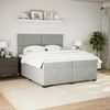 vidaXL Boxspringbett mit Matratze Hellgrau 200x200 cm Samt 3293296 Bild 5