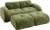 Modulares 2-Sitzer Sofa H 76 x T 204 x B 171 cm mit 2 Hockern aus Chenille, rahmenlos, Grün Bild 4