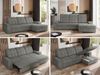 L-förmige Ecksofa mit gesteppter Sitzfläche und Rückenlehne, verstellbare Rückenkissen, Schlaffunktion und Bettkasten - MADRITO - Grau Stoff - rechte Seite Bild 2