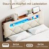 ADWOLT Polsterbett Doppelbett Stauraumbett mit 4 Schubladen Samtstoff, 140x200 cm,Mit USB+TYPE-C,LED-Beleuchtung,Schubladen mit Rädern,Beige Bild 3