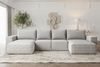 Wohnlandschaft U-Form Sofa ESTELLE mit Schlaffunktion in Stoff Poso Hellgrau Bild 2