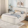 Merax Hydraulisches Polsterbett 140x200 aus Leinen Beidseitig zu öffnen Doppelbett Funktionsbett mit Gepolstertes Kopfteil & Lattenrost Beige Bild 5