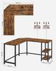 VASAGLE L-förmiger Eckschreibtisch mit 2 Ablagen, Industrie-Design, Vintagebraun/Schwarz, 138x138x76cm Bild 5