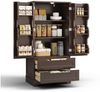 Bealife Sideboard hoher Küchenschrank mit 2 Schubladen und 2 Türen, Vorratschrank, Weiß Bild 5
