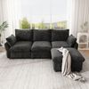 Merax 222cm Ecksofa mit Ottomane (inkl. 1 Hocker), 3-Sitzer Sofa aus Chenille, Dunkelgrau Bild 5