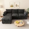 Merax 222cm Ecksofa mit Ottomane (inkl. 1 Hocker), 3-Sitzer Sofa aus Chenille, Dunkelgrau Bild 3