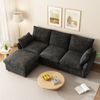 Merax 222cm Ecksofa mit Ottomane (inkl. 1 Hocker), 3-Sitzer Sofa aus Chenille, Dunkelgrau Bild 2