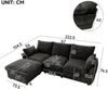 Merax 222cm Ecksofa mit Ottomane (inkl. 1 Hocker), 3-Sitzer Sofa aus Chenille, Dunkelgrau Bild 4