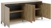 Dmora Kommode Basiano, Wohnzimmerbuffet, Wohnzimmer-Sideboard, Moderne Küchen-Speisekammer, Made in Italy, 184x90h40 cm, Glänzendes Weiß und Anthrazit Bild 4