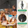Clanmacy Sonnenschirm Rechteckig LED Solar Gartenschirm 2.1x1.4m UV-Schutz mit kurbel Grau, LxB: 210x140 cm, Stabiler knickbar/für Garten, Balkon, Terasse/Sonnenschutz Bild 4