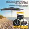 Clanmacy Sonnenschirm Rechteckig LED Solar Gartenschirm 2.1x1.4m UV-Schutz mit kurbel Grau, LxB: 210x140 cm, Stabiler knickbar/für Garten, Balkon, Terasse/Sonnenschutz Bild 3