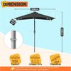Clanmacy Sonnenschirm Rechteckig LED Solar Gartenschirm 2.1x1.4m UV-Schutz mit kurbel Grau, LxB: 210x140 cm, Stabiler knickbar/für Garten, Balkon, Terasse/Sonnenschutz Bild 2
