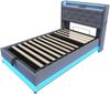 Polsterbett 90×200 cm mit hydraulischem Bettkasten, LED & USB, aufklappbarem Kopfteil, Grau Bild 4