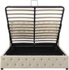 Polsterbett 140x190 cm mit Bettkasten, Samtbezug, ohne Matratze, Chesterfield-Design, Beige Bild 3