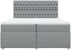 vidaXL Boxspringbett mit Matratze Hellgrau 200x200 cm Stoff 3291394 Bild 4