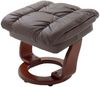 Relaxsessel >Carl I< mit Hocker, bis 130 kg belastbar, drehbarer Fernsehsessel mit Liegefunktion, Echtleder braun, Gestell Holz walnuss Bild 3