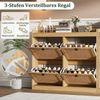 GarveeMore Schuhschrank aus Rattan mit 4 Klappschubladen für Eingangsbereich,Flur 105 x 23 x 96 cm freistehender Schuhschrank aus Holz mit verstellbaren Einlegeböden Bild 4