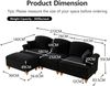 Flieks 3-Sitzer Ecksofa, Modular L-Sofa mit 3 Kissen & 1 Ottoman, abnehmbarer Volant, Flared-Armlehnen & Holzbeinen, Chenille, Schwarz Bild 4