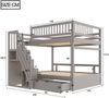 Merax Massivholz-Etagenbett 140*200cm, Kinderbett, Doppelbett, Mit Hohem Sicherheitsgitter, Mit Lattenrost, Sicherheitsleiter mit Stauraum, Mit Stauschubladen, Grau Bild 4