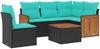 vidaXL 6-teiliges Gartensofa-Set mit Kissen, schwarzes Polyrattan 3227660 Bild 2