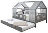 Ticaa Hausbett Kim mit Rausfallschutz und Zusatzbett aus Kiefer, Kinderbett 90x200, inkl. Tüll-Set, mit Rollrost Bild 4