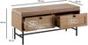 Schuhbank mit Stoff-Sitzfläche 100 x 48 x 38 cm Garderobenbank Eiche-Dekor, Sitzbank Rattan Klein Gepolstert, Bank Schmal Flur mit Stauraum, Flurbank Flurmöbel mit Schubladen Bild 4