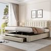 Novelux Polsterbett 180x200 mit Stauraum und Schubladen – Elegantes Samtbett Beige, Doppelbett inklusive Lattenrost & Bettkasten, bis 300kg belastbar Bild 3