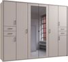 Drehtürenschrank Kleiderschrank 273cm Passep. Spiegel Beige Grau Griffe schwarz Bild 1