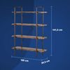 KHG Stand-Regal, Wand-Regal, Bücherregal, 1-4 Ablagen/Böden in verwitterter Eichenoptik mit viel Platz, max. Belastbarkeit bis 30 kg, Industrie-Vintage-Retro-Design, aus Metall/Holzwerkstoff Bild 5