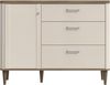 Forte LACETTI Kommode 120, moderne Kommode mit Skandi Lamellen Design, 3 Schubladen, 1 Tür, Holzwerkstoff, Sand mit Valencia Eiche Holzdekor, 120,1 cm breit x 91,7 cm hoch x 41,2 cm tief Bild 2