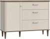 Forte LACETTI Kommode 120, moderne Kommode mit Skandi Lamellen Design, 3 Schubladen, 1 Tür, Holzwerkstoff, Sand mit Valencia Eiche Holzdekor, 120,1 cm breit x 91,7 cm hoch x 41,2 cm tief Bild 3