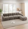 Modulsofa Chenille, 4-Sitzer mit Ottomane, 358 x 171 x 76 cm, Braun, rahmenlos, keine Montage Bild 3