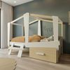 Calicosy Hausbett 90x200 cm mit Schublade Weiß und Eichedekor - CABANE - Weiß Bild 2