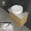 Alpenberger Badmöbel-Set Gäste WC Waschbecken mit Unterschrank – hängender Waschtisch 60 cm, (Waschtischunterschrank mit 2 Auszügen, Aufsatzwaschbecken mit Unterschrank), Badmöbel Set mit Waschbecken, Waschbeckenunterschrank 60 cm Breit Bild 4
