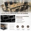 Devoko Gartenmöbel-Set für 8 Personen, HDPS-Tisch 189 cm und 8 stapelbare Aluminium-Stühle, Holzmaserung-Design, Grau Bild 4