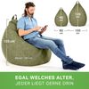 Green Bean 'Home Linen' Indoor XXL Sitzsack mit EPS-Perlen Füllung, waschbar, Leinen grün, 100 x 50 x 120 cm, 300 l Bild 5