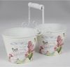 Doppel Übertopf Metall Holzhenkel Print Blumenkübel Pflanzenbox Gartendekoration Bild 5