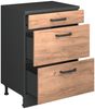 Küchenschrank für Dachschrägen R-Line Goldkraft Eiche 60 cm ohne Schräge mit 3 Schubladen Vicco Bild 3
