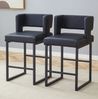 Barhocker 2er-Set in Schwarz, 48 x 53,3 x 91,4 cm – gepolsterte Sitzfläche, Metallbeine, PU-Leder Bild 3
